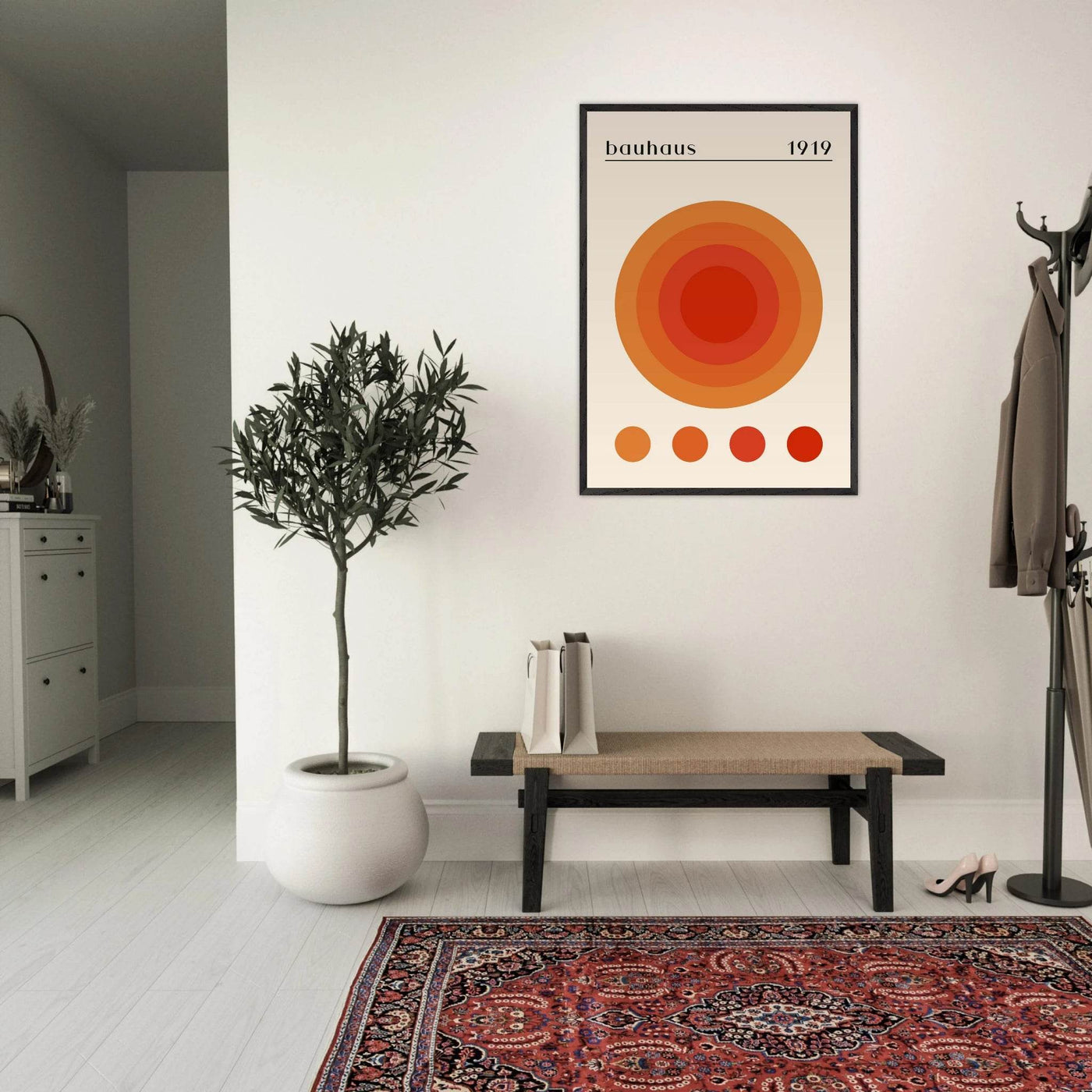 Bauhaus 1919 Orange & Red Circles - Vibrantwalls