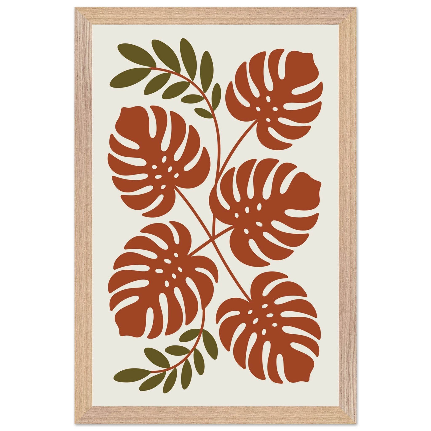 Monstera Leaf Composition in Terracotta Tones - Vibrantwalls