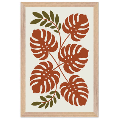 Monstera Leaf Composition in Terracotta Tones - Vibrantwalls