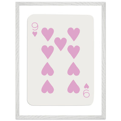Nine of Hearts - Pink Poker Card Print - Mounted Framed Poster Art, Eco-Friendly Wood Frame - Vibrantwalls