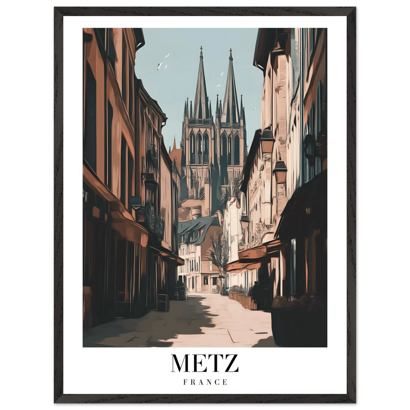 Metz France Framed Poster – Vintage European Cityscape Wall Art with Customizable Wooden Frame - Vibrantwalls