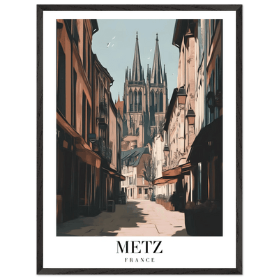 Metz France Framed Poster – Vintage European Cityscape Wall Art with Customizable Wooden Frame - Vibrantwalls