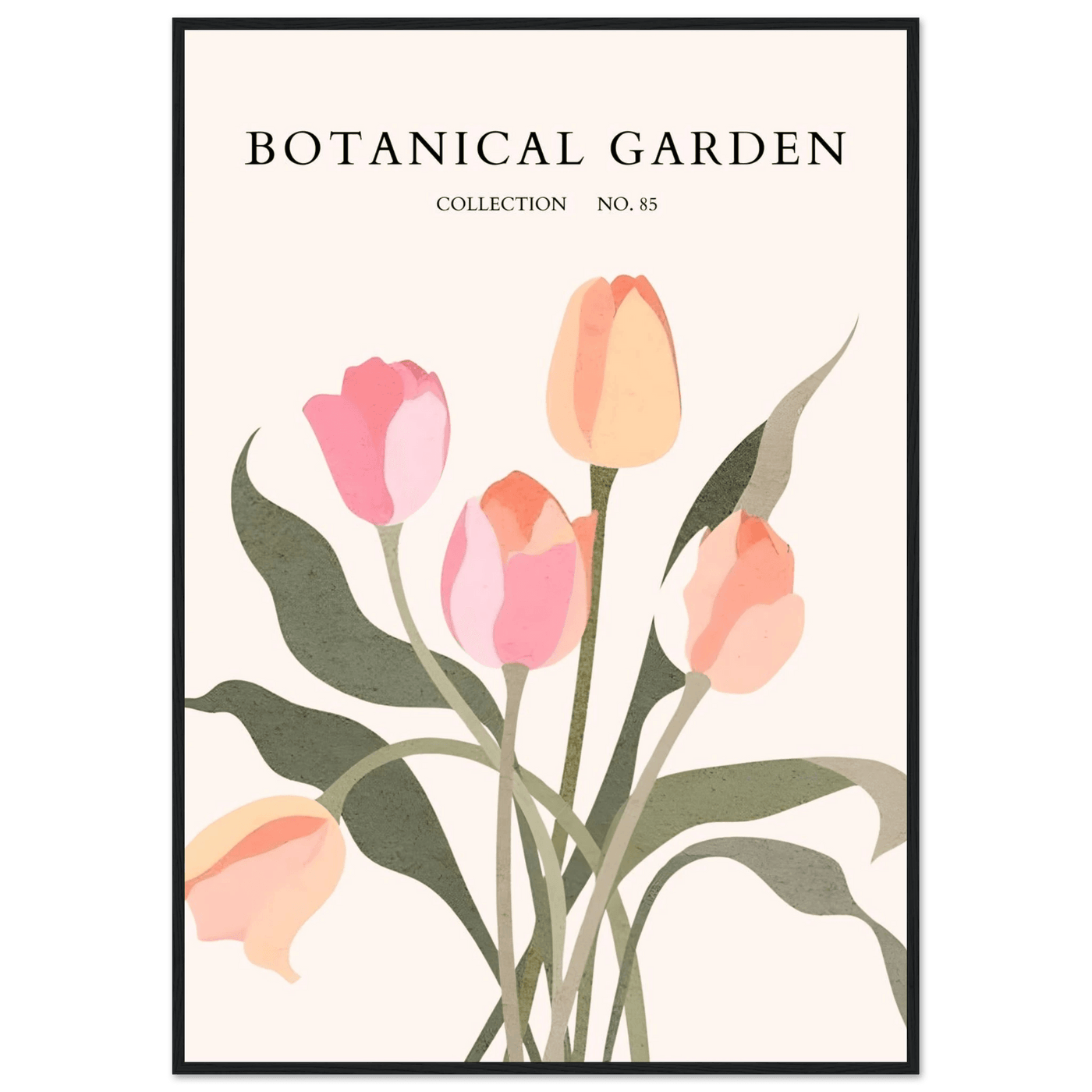 Botanical Garden Framed Posters – Soft Tulip Hues & Abstract Nature Art Prints | Ready-to-Hang in Your Choice of Frame - Vibrantwalls