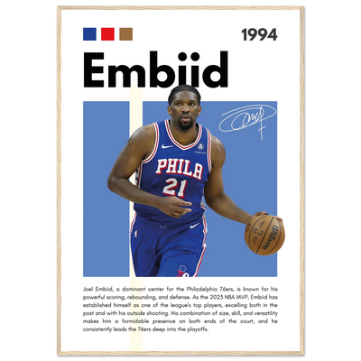 Joel Embiid The Process 76ers Framed Poster 70x100 cm 28x40″ Wood frame Vibrantwalls