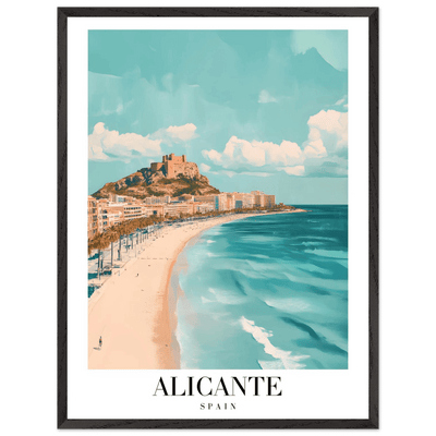 Alicante Spain Framed Poster – Vintage Coastal Wall Art with Azure Blues & Sandy Hues - Vibrantwalls