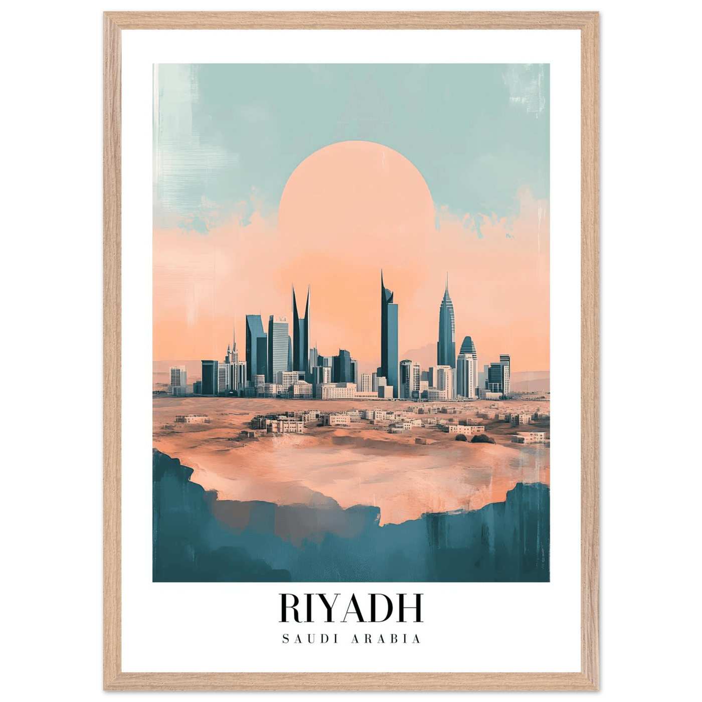 Riyadh Saudi Arabia Framed Poster – Modern Desert City Wall Art in Earthy Tones - Vibrantwalls