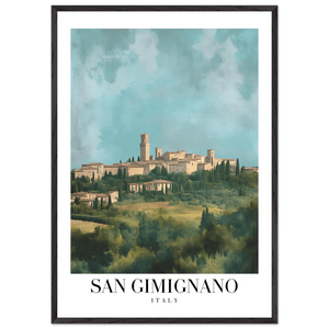 San Gimignano Italy Framed Poster – Vintage Tuscan Countryside Wall Art with Wooden Frame - Vibrantwalls