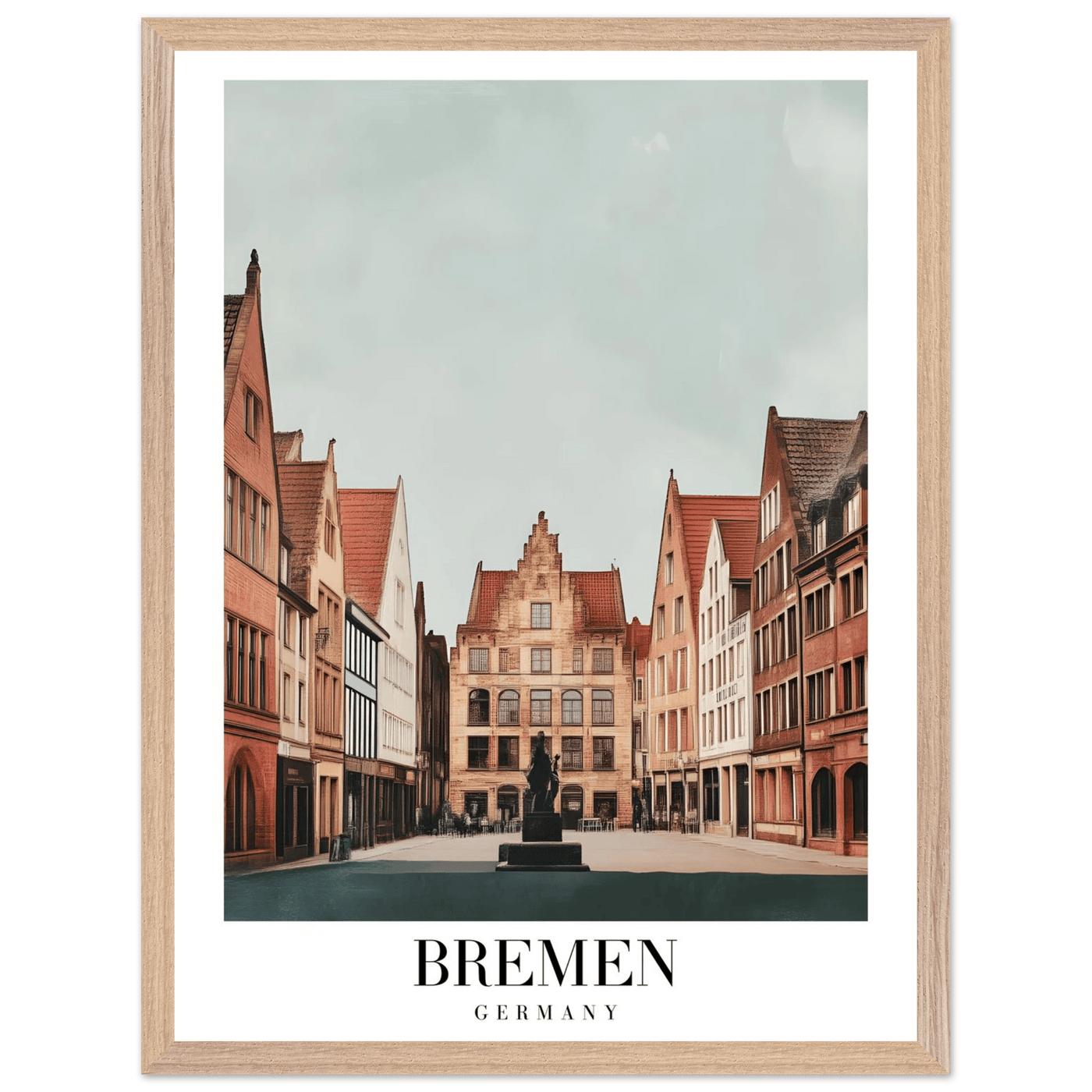 Bremen Germany Framed Poster – Vintage Cityscape Wall Art with Customizable Wooden Frame - Vibrantwalls
