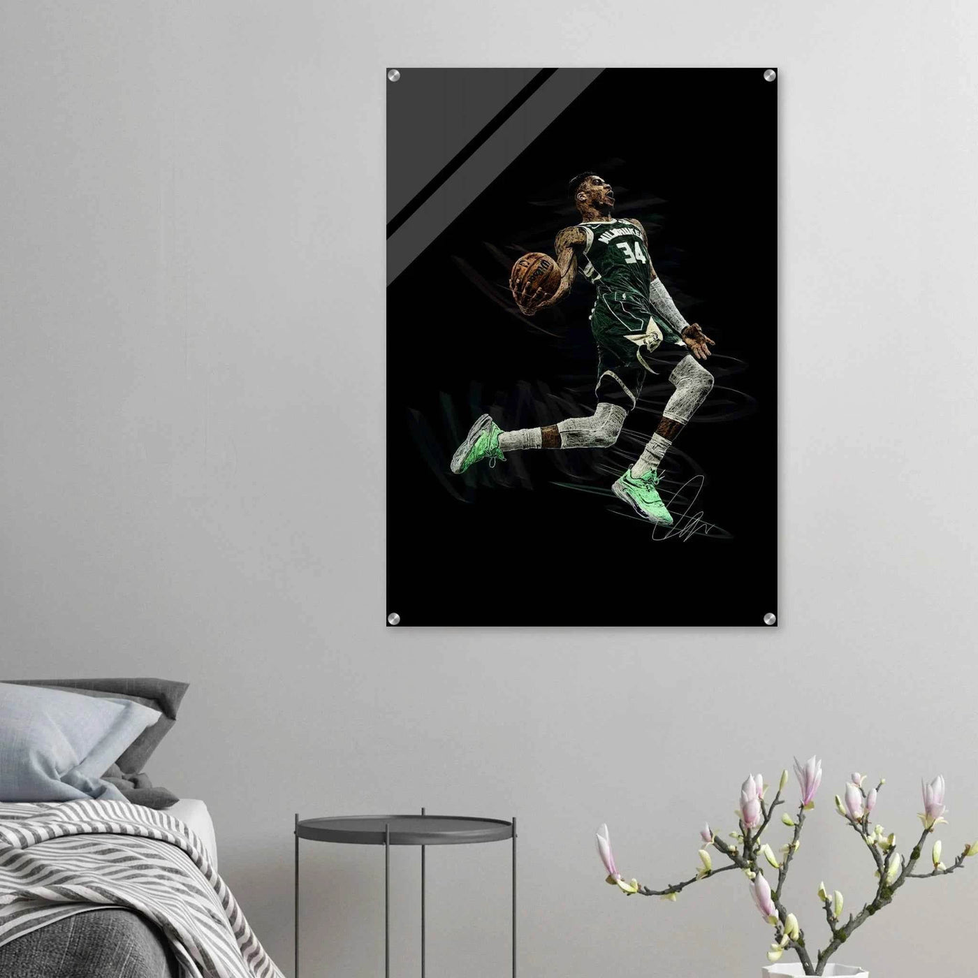 Giannis Antetokounmpo Milwaukee Bucks Acrylic Print – Dynamic NBA Art for Modern Spaces - Vibrantwalls