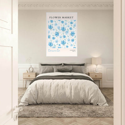 Toronto Flower Market Wall Art – Delicate Blue Floral & Gold Dot Prints | Framed & Ready-to-Hang - Vibrantwalls