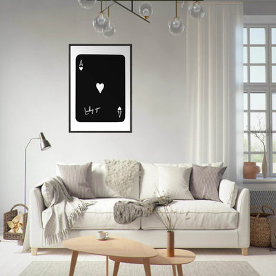Minimalist Ace of Hearts Poker Card Print - Lucky You Framed Poster Art, Eco-Friendly Wood Frame - Vibrantwalls
