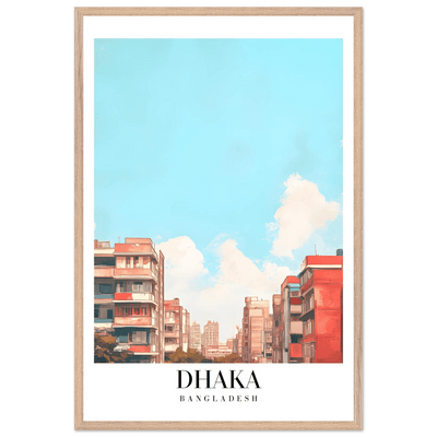 Dhaka Bangladesh Framed Poster – Pastel Cityscape Wall Art with Customizable Wooden Frame - Vibrantwalls