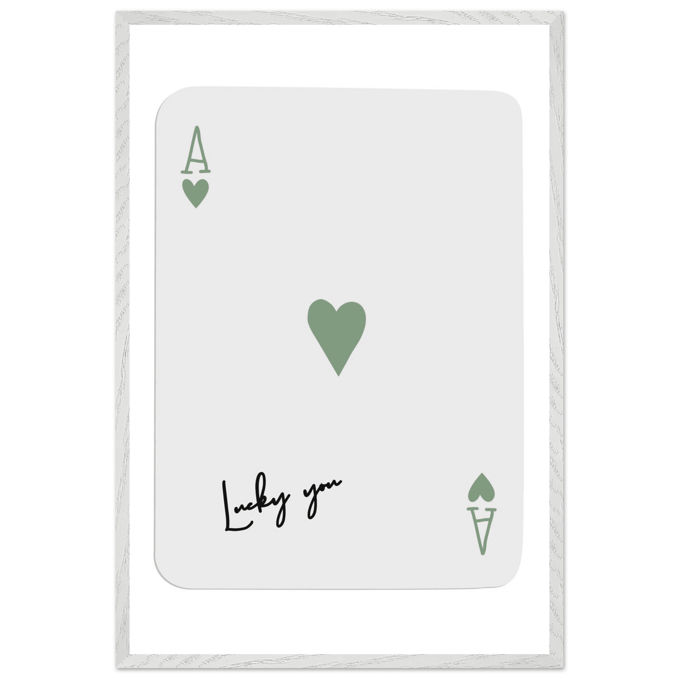 Lucky You Ace of Hearts Poker Card Print - Mounted Framed Poster Art, Eco-Friendly Wood Frame - Vibrantwalls