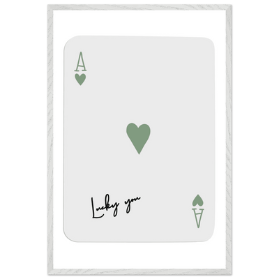Lucky You Ace of Hearts Poker Card Print - Mounted Framed Poster Art, Eco-Friendly Wood Frame - Vibrantwalls