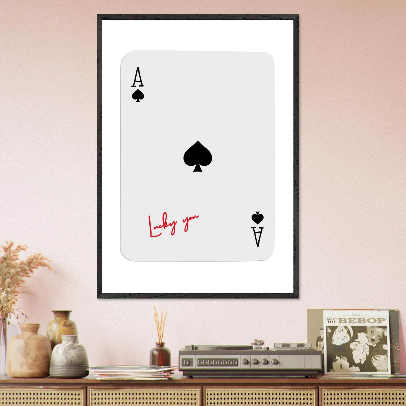 Ace of Spades Lucky You Print - Elegant Card Game Wall Art, Eco-Friendly Framed Poster in Multiple Sizes & Finishes - Vibrantwalls