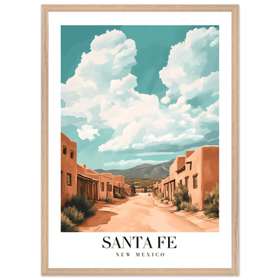 Santa Fe New Mexico Framed Poster – Vintage Southwest Wall Art with Wooden Frame - Vibrantwalls
