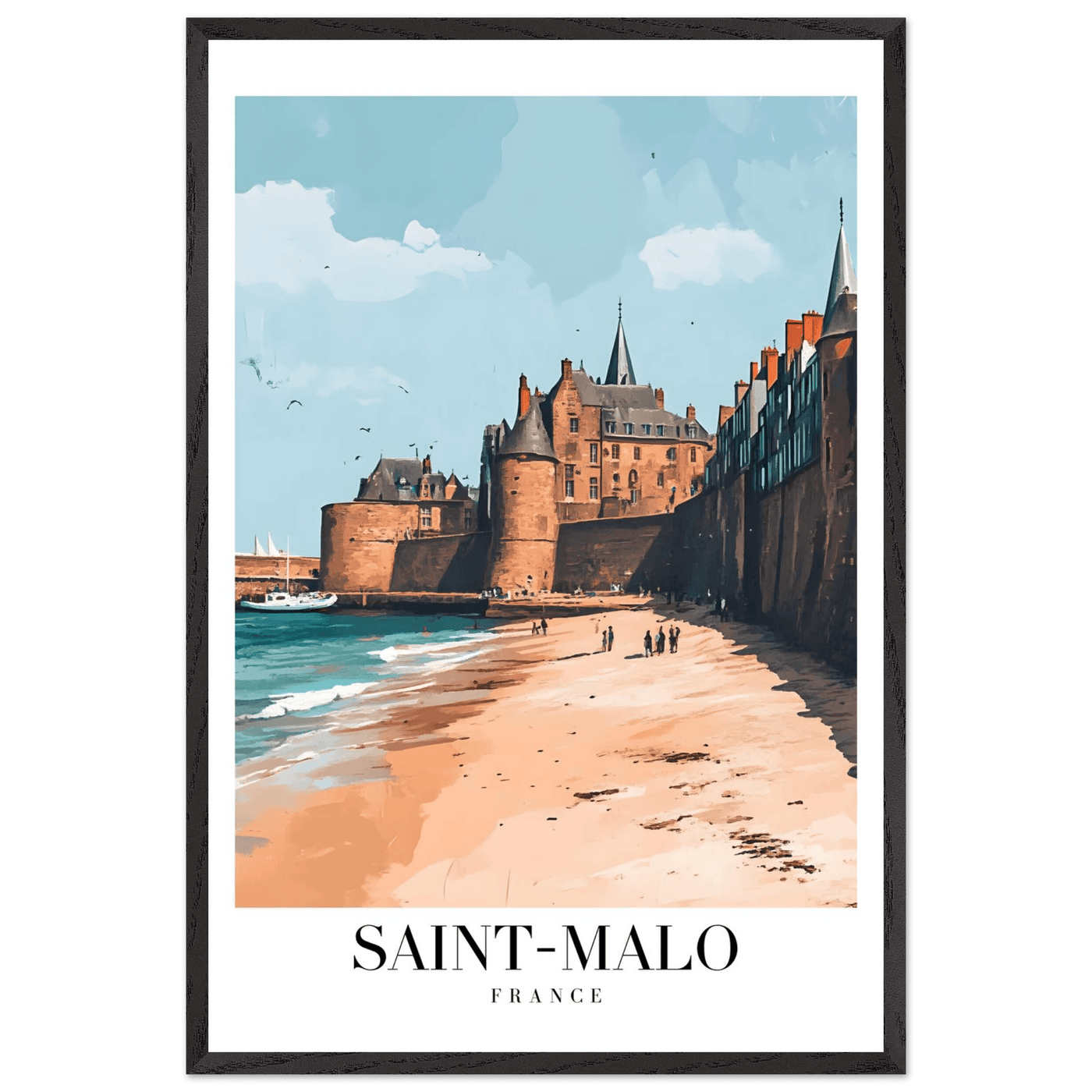 Saint-Malo France Framed Poster – Vintage Coastal Wall Art with Custom Wooden Frame - Vibrantwalls