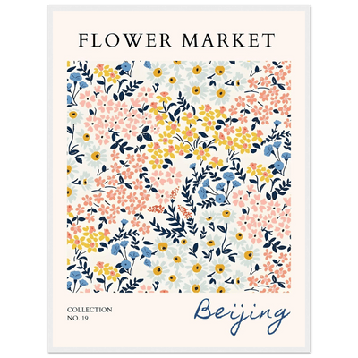 Flower Market Beijing Framed Poster – Whimsical Floral Art Print in Pastel Hues | Ready-to-Hang Wall Decor - Vibrantwalls