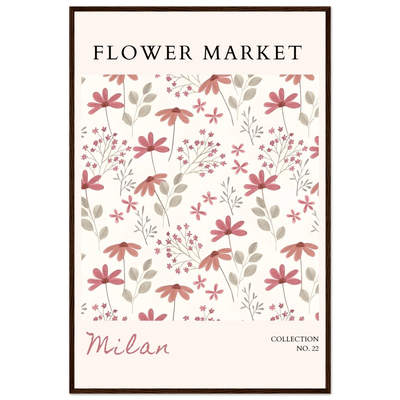 Milan Flower Market Framed Poster – Blush & Sage Floral Art Print | Ready-to-Hang Wall Decor - Vibrantwalls