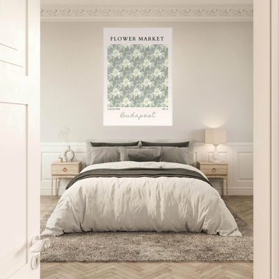 Budapest Flower Market Framed Poster – Elegant Botanical Art Print in Sage Green | Ready-to-Hang Wall Decor - Vibrantwalls