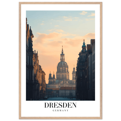 Dresden Germany Framed Poster – Warm Sunset Cityscape Wall Art with Wooden Frame Options - Vibrantwalls