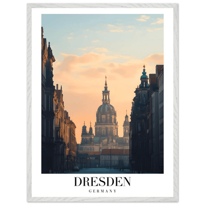 Dresden Germany Framed Poster – Warm Sunset Cityscape Wall Art with Wooden Frame Options - Vibrantwalls