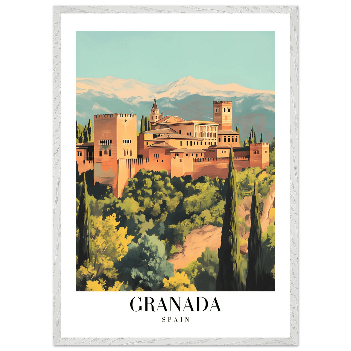 Granada Spain Framed Poster – Vintage Travel Wall Art with Wooden Frame - Vibrantwalls