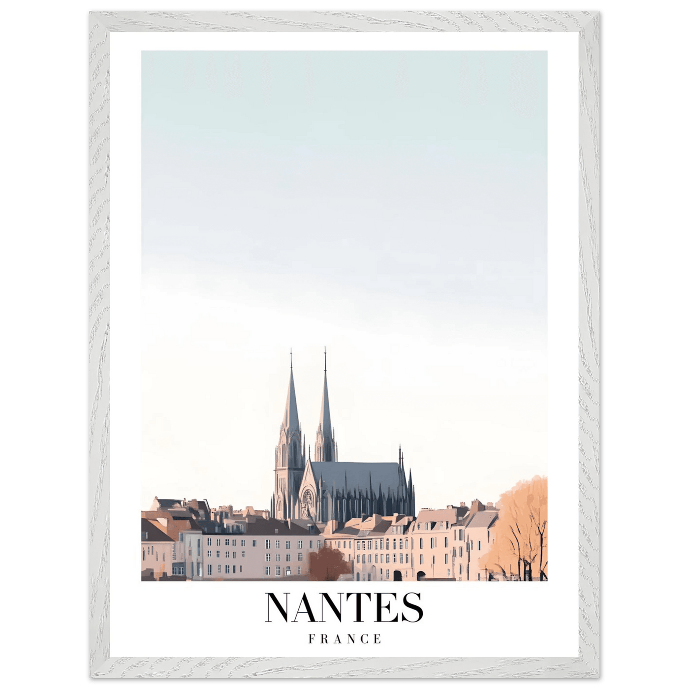 Nantes France Cathedral Framed Poster - Minimalist Travel Wall Art in Your Choice of Size & Frame - Vibrantwalls