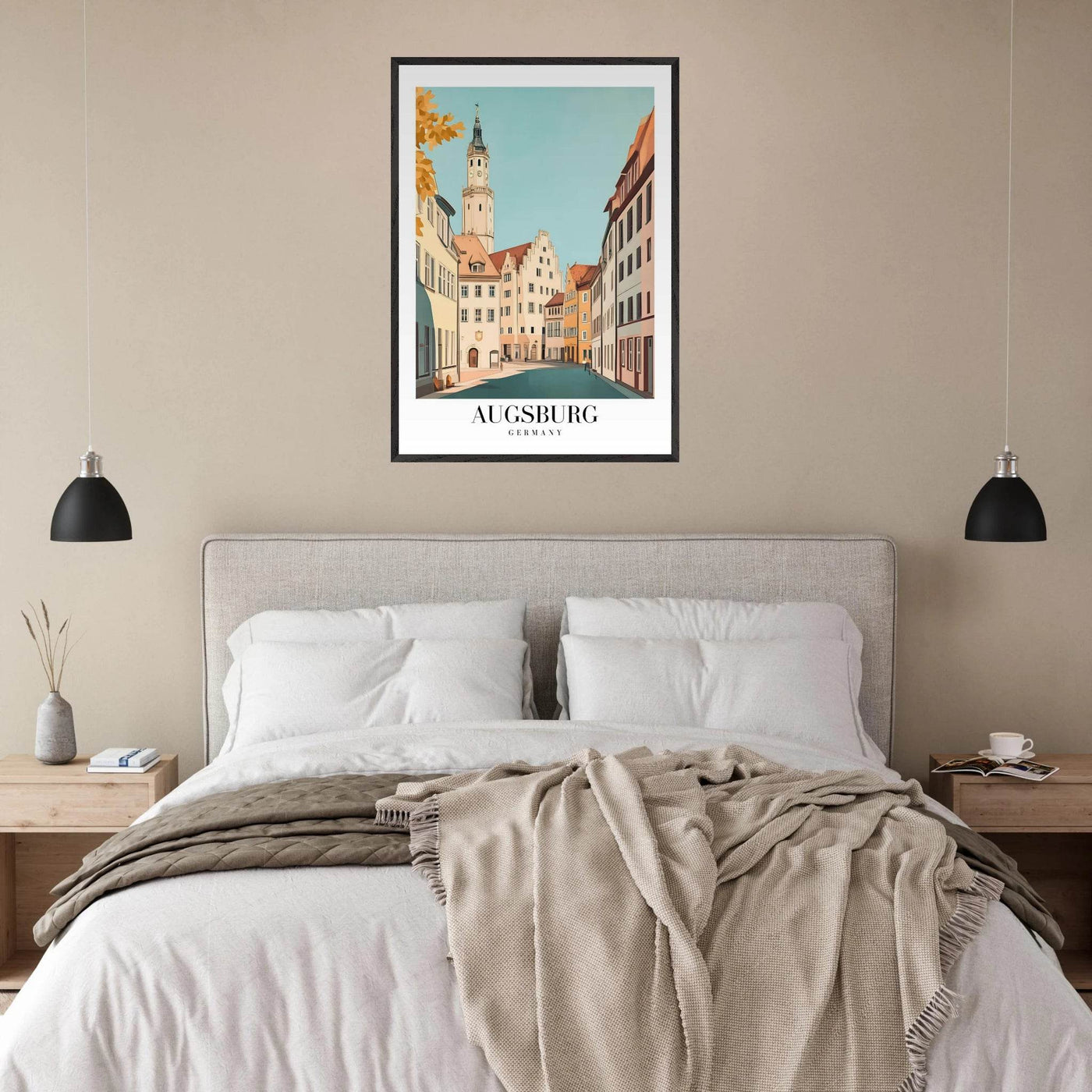 Augsburg Germany Framed Poster – Vintage European Cityscape Wall Art with Wooden Frame in Various Sizes - Vibrantwalls