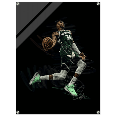 Giannis Antetokounmpo Milwaukee Bucks Acrylic Print – Dynamic NBA Art for Modern Spaces - Vibrantwalls