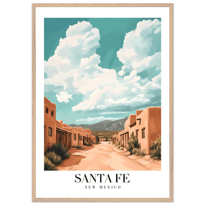 Santa Fe New Mexico Framed Poster – Vintage Southwest Wall Art with Wooden Frame - Vibrantwalls