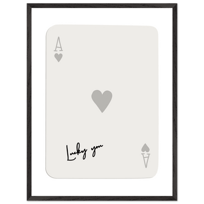 Lucky You Ace of Hearts Poker Card Print - Framed Eco-Friendly Wood Poster Art for Game Lovers - Vibrantwalls