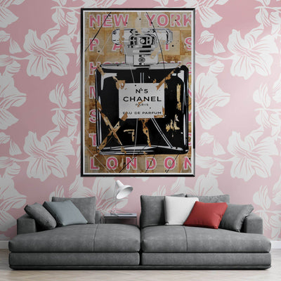 Chanel No. 5 Abstract Luxury Perfume Art Print – Premium Framed Pop Art for Modern Interiors - Vibrantwalls