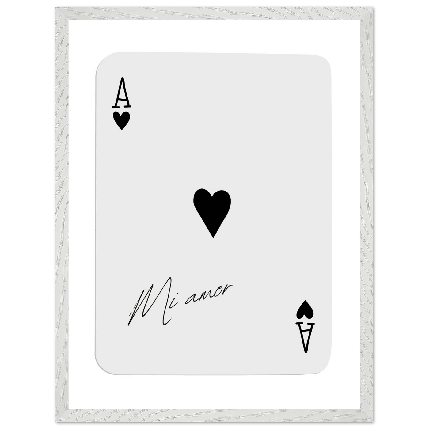 Mi Amor Ace of Hearts Framed Poster Art - Romantic Card Print with Eco-Friendly Wood Frame, Multiple Sizes & Colors - Vibrantwalls