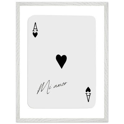 Mi Amor Ace of Hearts Framed Poster Art - Romantic Card Print with Eco-Friendly Wood Frame, Multiple Sizes & Colors - Vibrantwalls