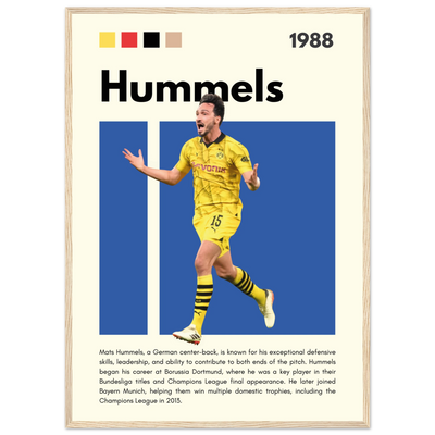 Mats Hummels Borussia Dortmund Framed Poster – Modern Football Art Print 50x70 cm 20x28″ Wood frame Vibrantwalls