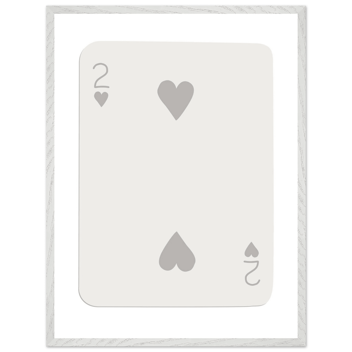 Minimalist Two of Hearts Poker Card Print - Mounted Framed Eco-Friendly Art for Modern Decor - Vibrantwalls
