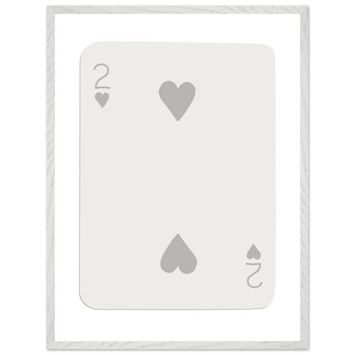 Minimalist Two of Hearts Poker Card Print - Mounted Framed Eco-Friendly Art for Modern Decor - Vibrantwalls