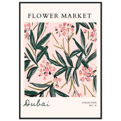 Dubai Flower Market Art Print – Blush Pink & Emerald Green Botanical Framed Poster | Ready-to-Hang - Vibrantwalls