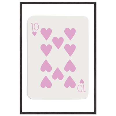 Ten of Hearts Poker Card Print - Soft Pink & Cream Mounted Framed Poster Art, Eco-Friendly Wood Frame - Vibrantwalls
