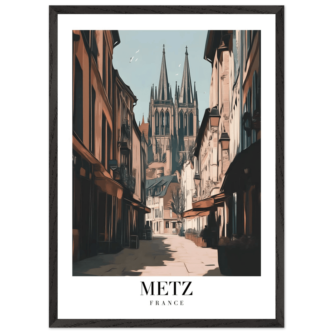Metz France Framed Poster – Vintage European Cityscape Wall Art with Customizable Wooden Frame - Vibrantwalls