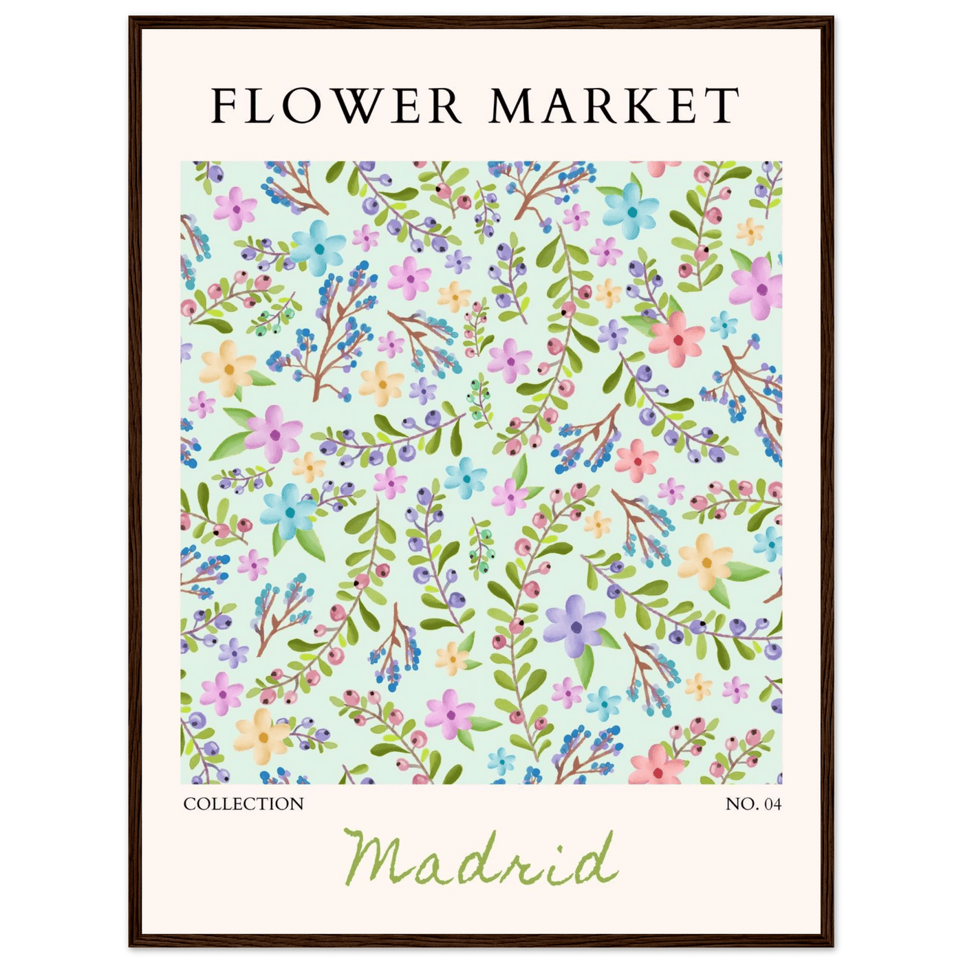 Flower Market Collection Framed Poster – Whimsical Floral & Berry Art Prints | Ready-to-Hang in Various Sizes - Vibrantwalls