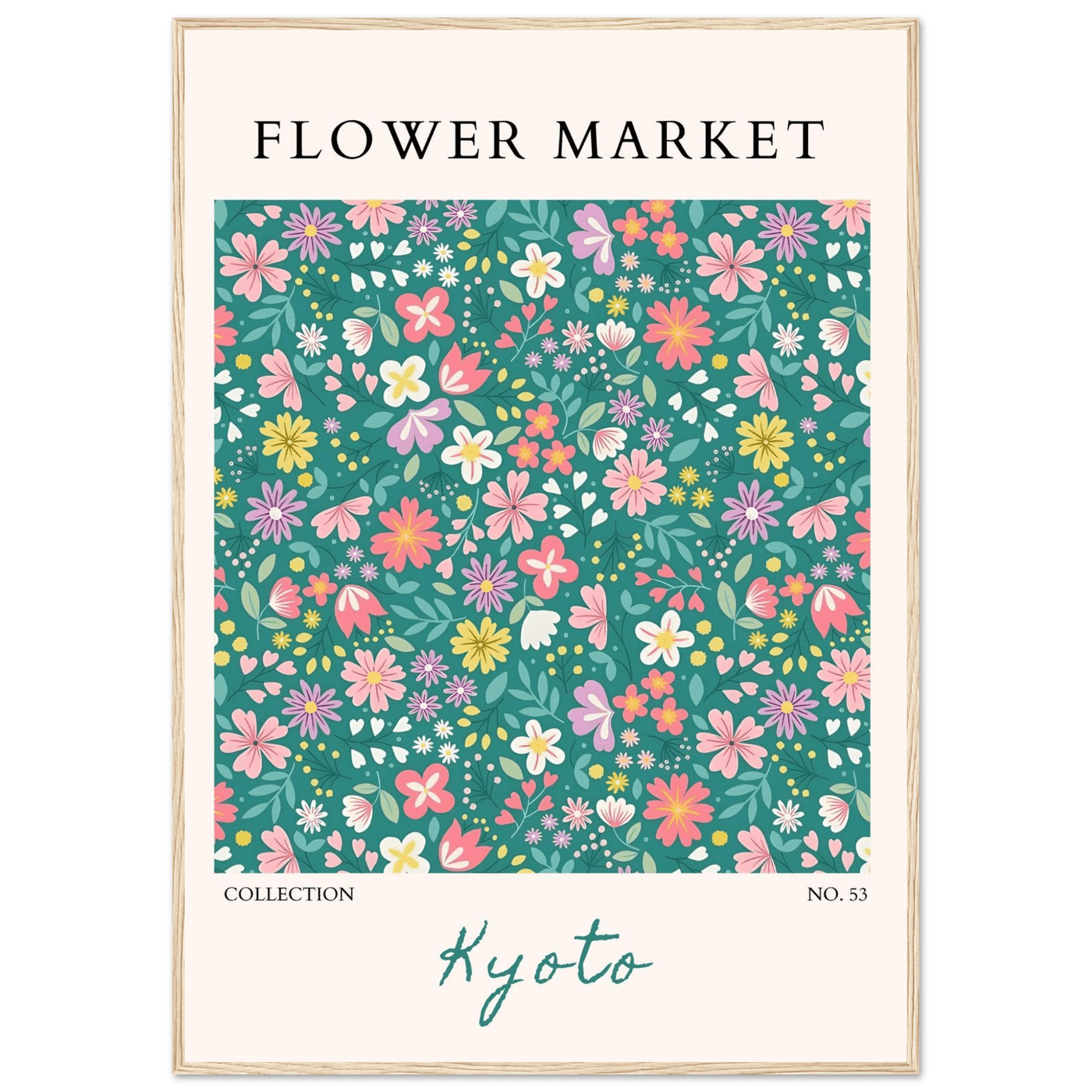 Kyoto Flower Market Framed Poster – Whimsical Floral Art Print for a Touch of Spring | Ready-to-Hang Decor - Vibrantwalls