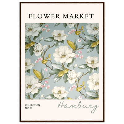 Hamburg 'Flower Market' Framed Poster – Elegant Magnolia & Cherry Blossom Art Print | Ready-to-Hang - Vibrantwalls