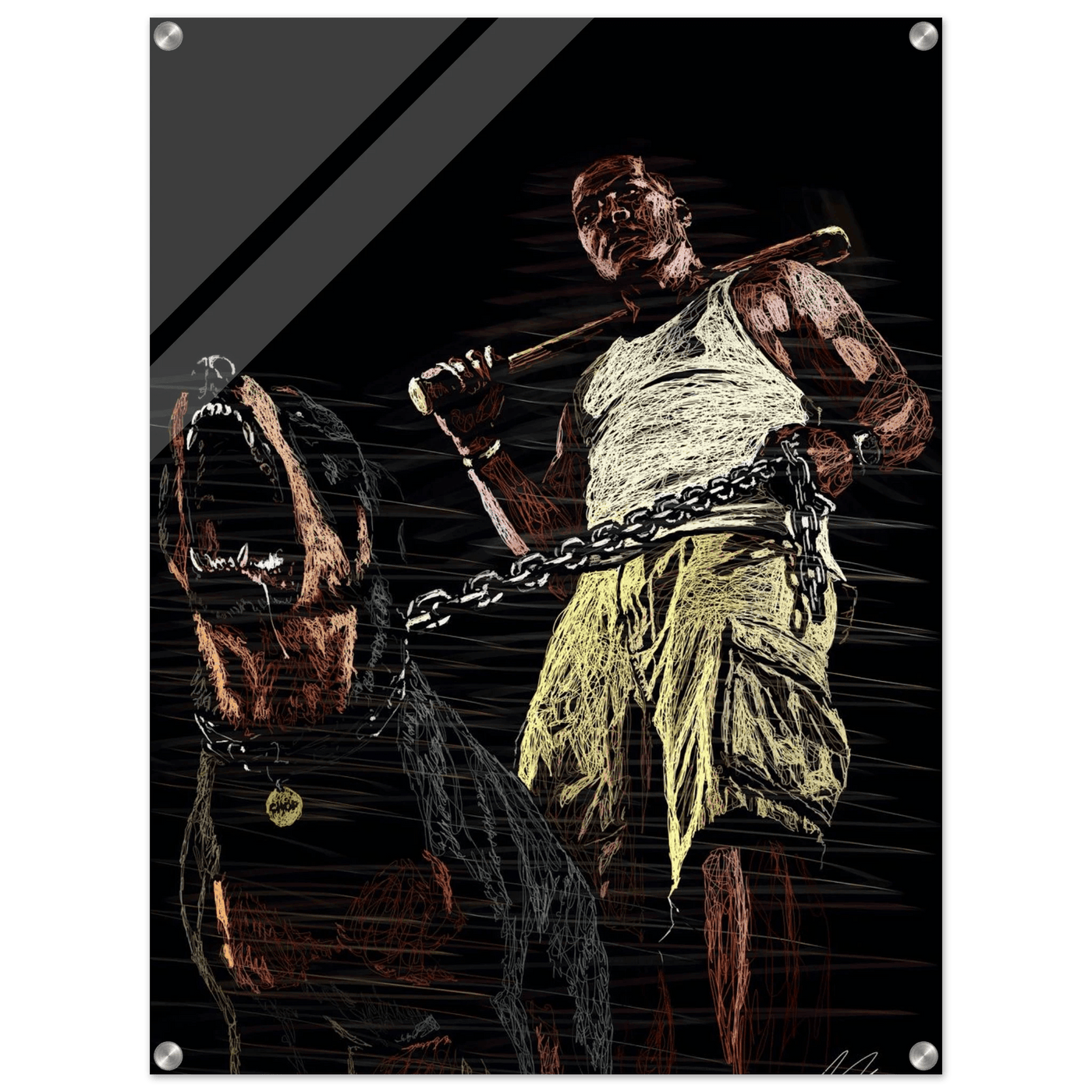 Connor McGregor & Rottweiler Sketch Acrylic Print – Dynamic, Modern, Conversation-Starting Wall Art - Vibrantwalls
