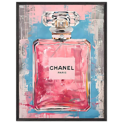 Coco Mademoiselle Chanel Art Print - Pink & Blue Pop Art Style Framed Poster - Vibrantwalls