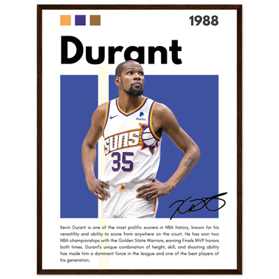 Kevin Durant Slim Reaper Suns Framed Poster 45x60 cm 18x24″ Dark wood frame Vibrantwalls