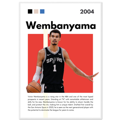Victor Wembanyama Wemby Spurs Modern Art Print 70x100 cm 28x40″ White frame Vibrantwalls