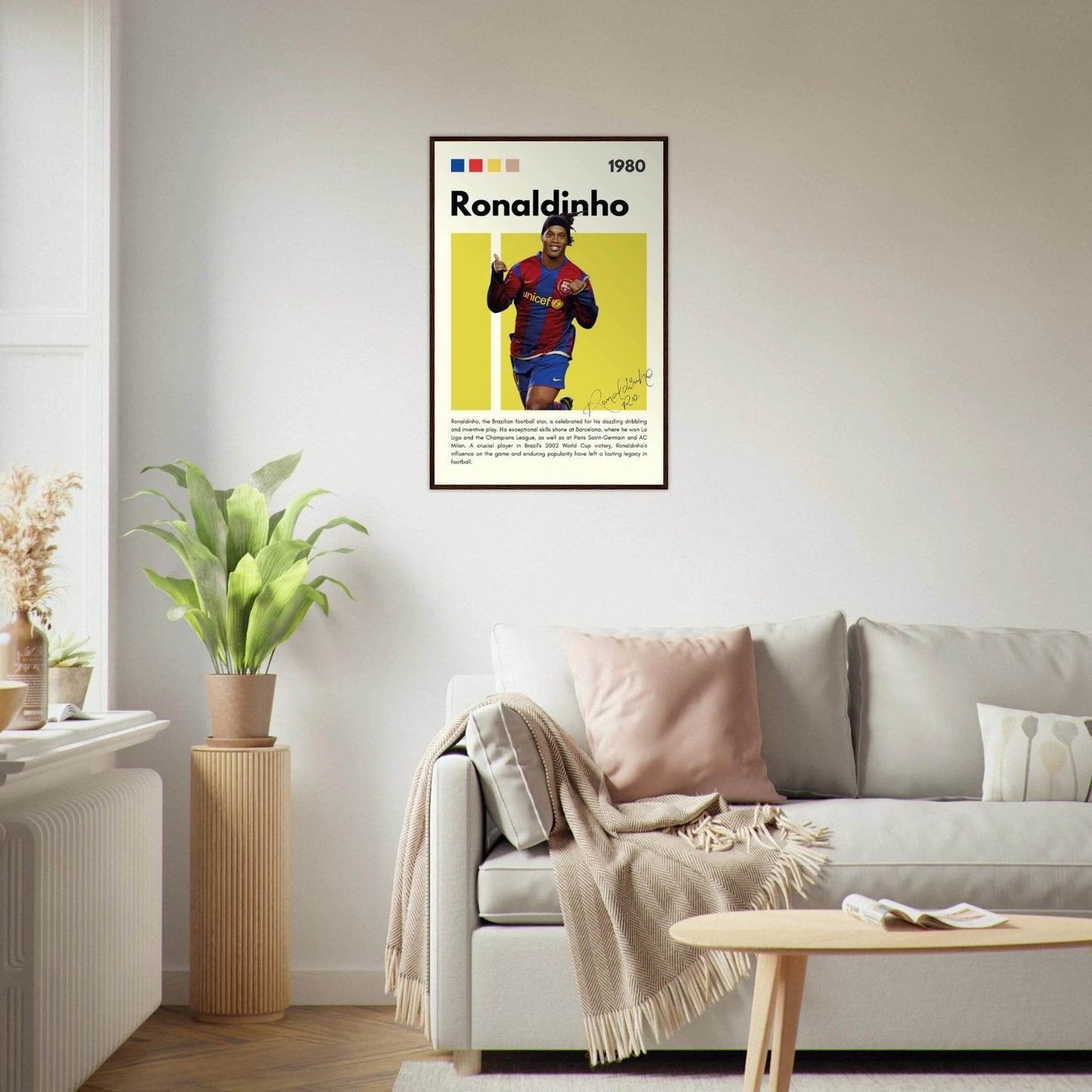 Ronaldinho Barcelona Brazil Football Legends Poster Wall Art - Vibrantwalls