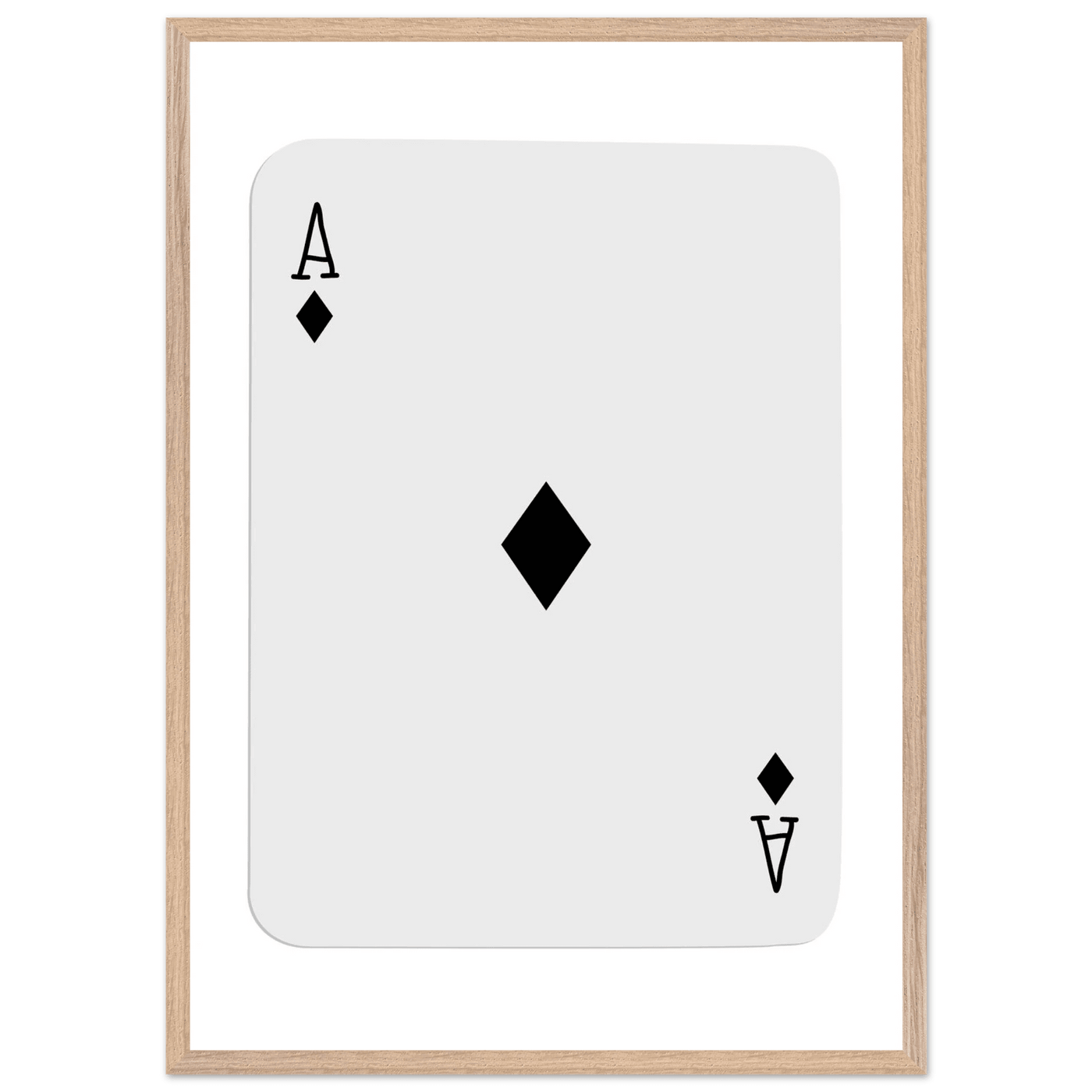 Minimalist Ace of Diamonds Poker Card Art Print - Framed Wall Decor with Eco-Friendly Wood Frame - Vibrantwalls